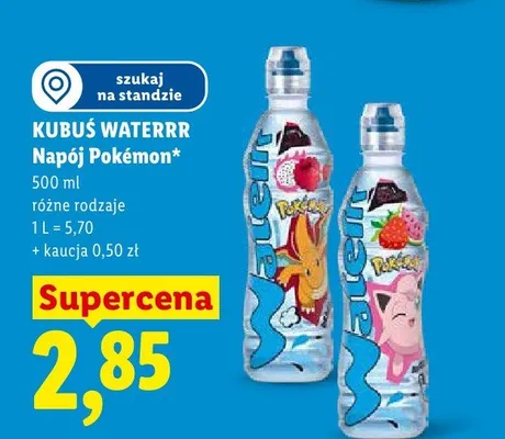 Napój Kubuś Waterrr Pokémon truskawkowy promocja w Lidl