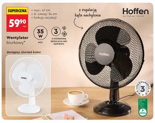 Wentylator biurkowy Hoffen promocja w Biedronka