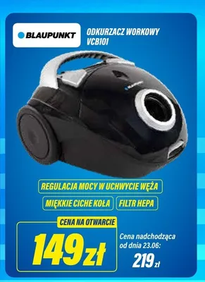 Odkurzacz workowy Blaupunkt VCB101 promocja w RTV EURO AGD