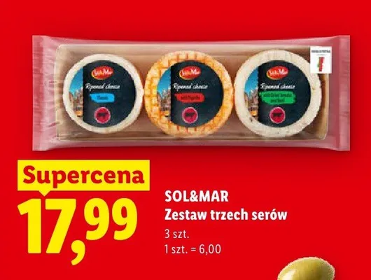 Zestaw trzech serów Ripened Cheese Sol&Mar promocja w Lidl