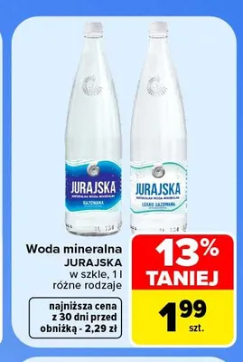 Woda mineralna Jurajska w szkle promocja w Carrefour Market