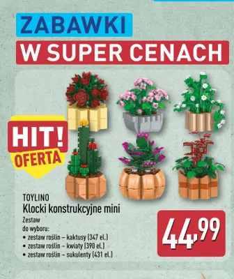 Klocki konstrukcyjne mini TOYLINO sukulenty promocja w Aldi