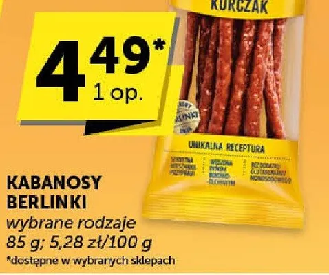 Kabanosy Berlinki wybrane rodzaje promocja w Groszek