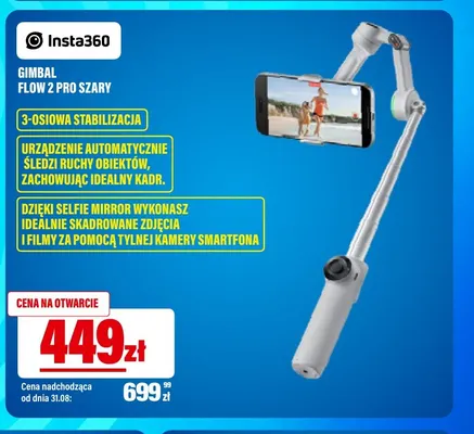Gimbal Insta360 Flow 2 Pro szary promocja w RTV EURO AGD