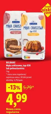 Mąka orkiszowa pełnoziarnista Belbake promocja w Lidl