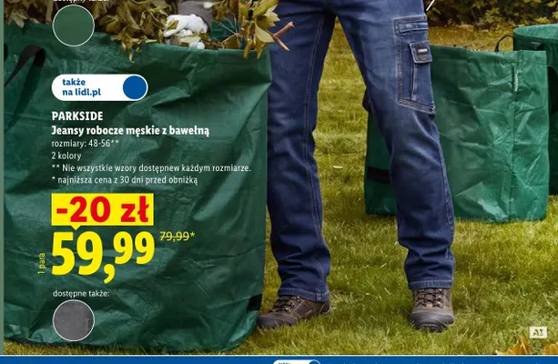 Jeansy robocze męskie z bawełną Parkside promocja w Lidl