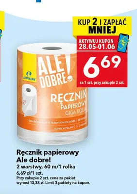 Ręcznik papierowy Ale dobre! 2 warstwy 60m promocja w LEWIATAN