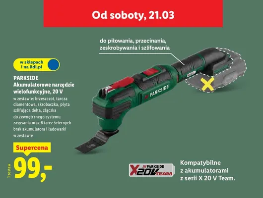Akumulatorowe narzędzie wielofunkcyjne 20V Parkside promocja w Lidl