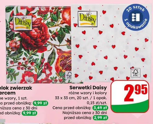 Serwetki Daisy różne wzory i kolory promocja w Dino