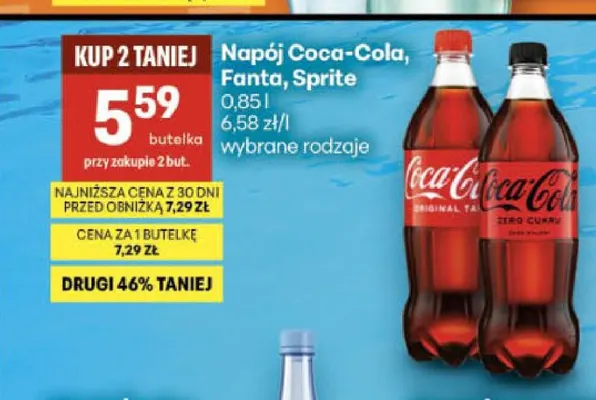 Napój gazowany Coca-Cola Zero Cukru promocja w Delikatesy Centrum