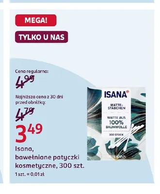 Bawełniane patyczki kosmetyczne Isana promocja w Rossmann