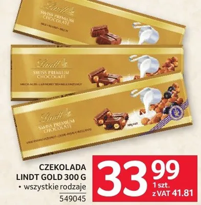 Czekolada Lindt Gold 300 g promocja w Selgros