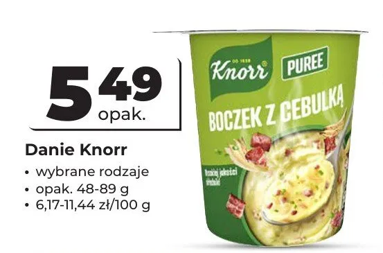 Danie Knorr Puree Boczek z cebulką promocja w Odido