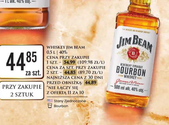 Whiskey Jim Beam 0.5l promocja w Dino