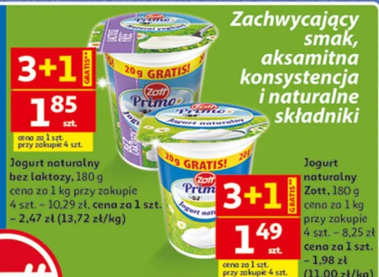 Jogurt naturalny Zott promocja w Auchan