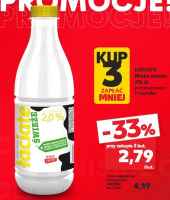 Mleko świeże Łaciate 2% tł. pasteryzowane promocja w Kaufland