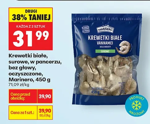Krewetki białe surowe w pancerzu bez głowy oczyszczone promocja w Biedronka