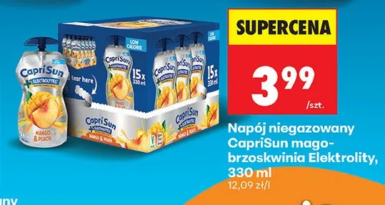 Napój niegazowany Capri-Sun mango-brzoskwinia Elektrolity 330 ml promocja w Biedronka