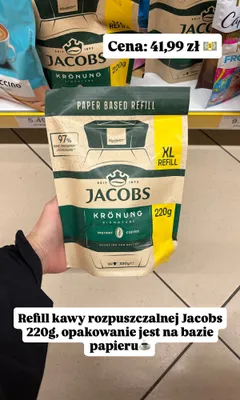 Kawa rozpuszczalna Jacobs Krönung Signature XL Refill promocja w Dino