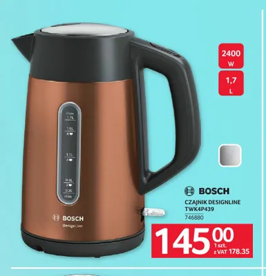 Czajnik DesignLine TWK4P439 Bosch promocja w Selgros