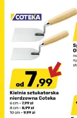Kielnia sztukatorska nierdzewna Coteka 6 cm promocja w Bricomarche