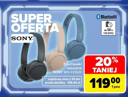 Słuchawki nauszne Sony WH-CH520 promocja w Carrefour