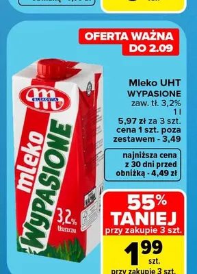 Mleko UHT 3,2% promocja w Carrefour Market