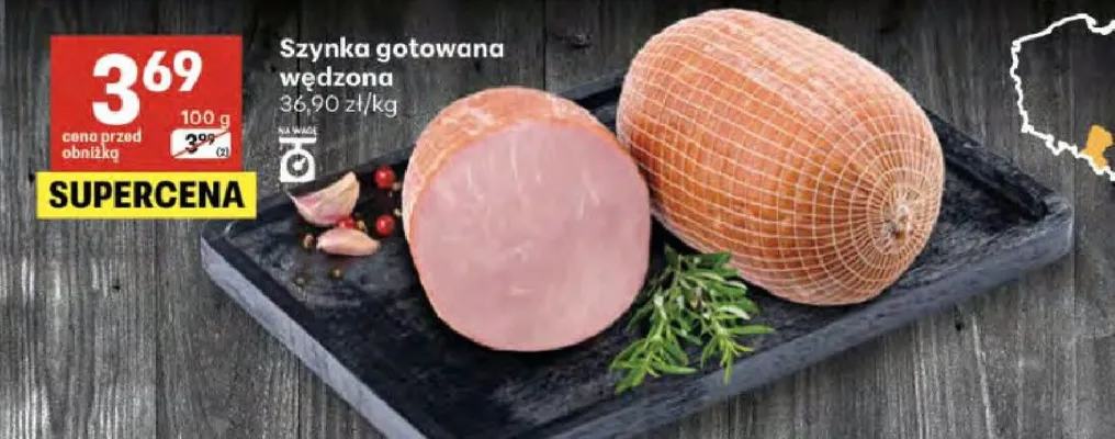 Szynka gotowana wędzona promocja w Delikatesy Centrum