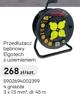 Przedłużacz bębnowy Elgotech z uziemieniem promocja w Castorama