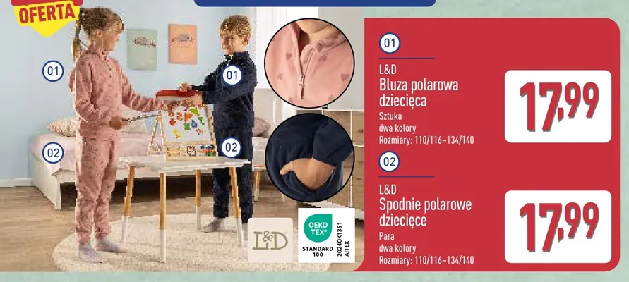 Spodnie polarowe dziecięce L & D promocja w Aldi
