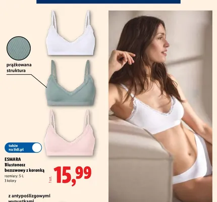 Biustonosz bezszwowy z koronką Esmara promocja w Lidl