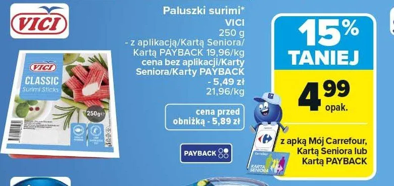 Paluszki surimi VICI promocja w Carrefour