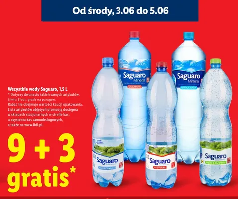Woda Saguaro niegazowana promocja w Lidl