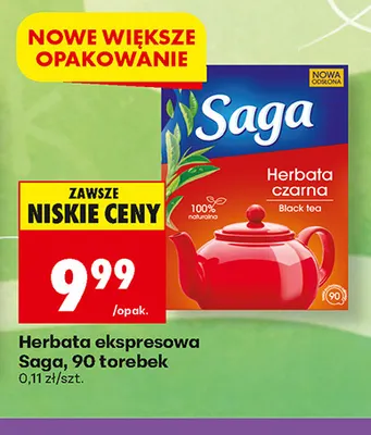 Herbata ekspresowa Saga promocja w Biedronka