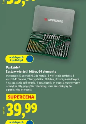 Zestaw wierteł i bitów, 64 elementy promocja w Lidl