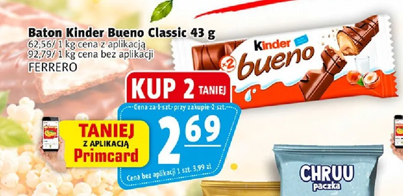Baton Kinder Bueno Classic promocja w Prim Market