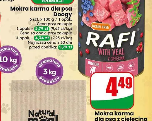 Mokra karma dla psa z cielęciną Rafi Junior promocja w Dino