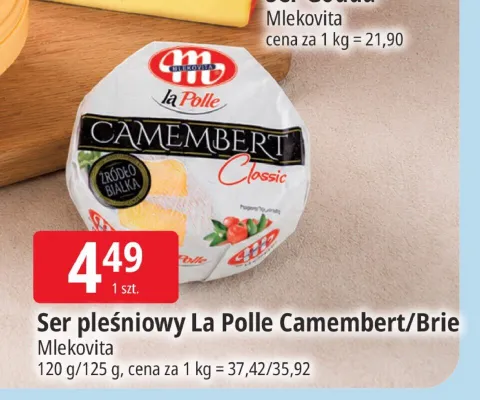 Ser pleśniowy La Polle Camembert Mlekovita promocja w Leclerc