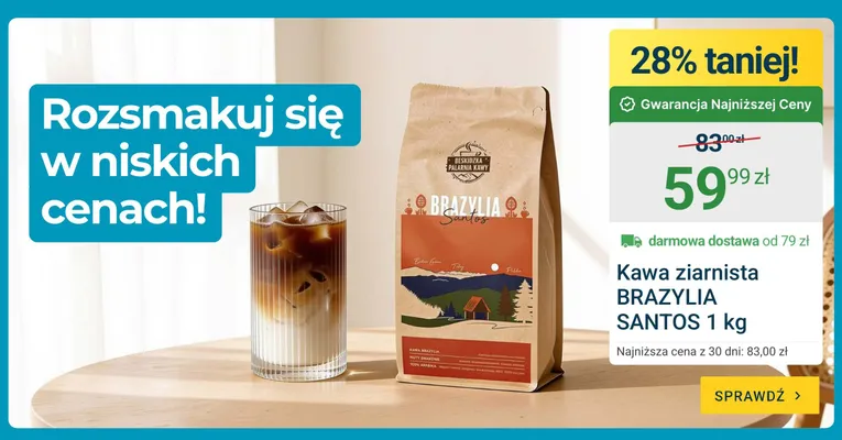 Kawa ziarnista Beskidzka Palarnia Kawy Brazylia Santos promocja w ERLI