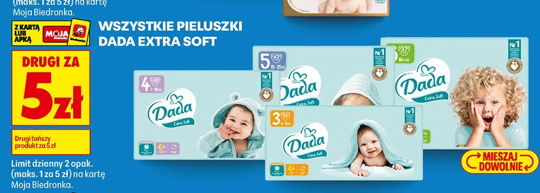 Pieluszki Dada Extra Soft 5 Junior promocja w Biedronka