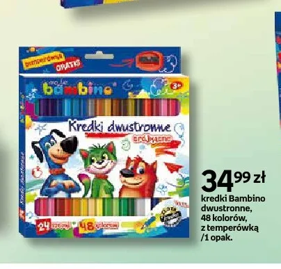 Kredki dwustronne trójkątne Bambino z temperówką promocja w Empik