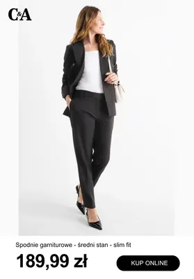 Spodnie garniturowe C & A średni stan slim fit promocja w C&A