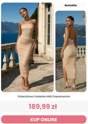 Sukienka siateczkowa midi dopasowana Renee promocja w Renee