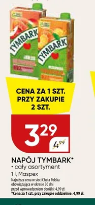 Napój jabłko-brzoskwinia Tymbark promocja w Chata Polska