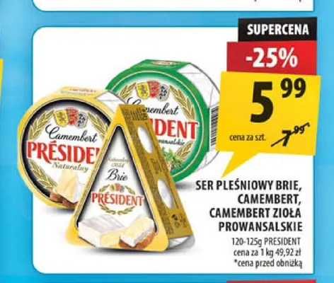 Ser pleśniowy Camembert zioła prowansalskie Président promocja w Arhelan