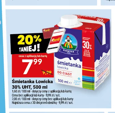 Śmietanka Łowicka UHT 30% promocja w Twój Market