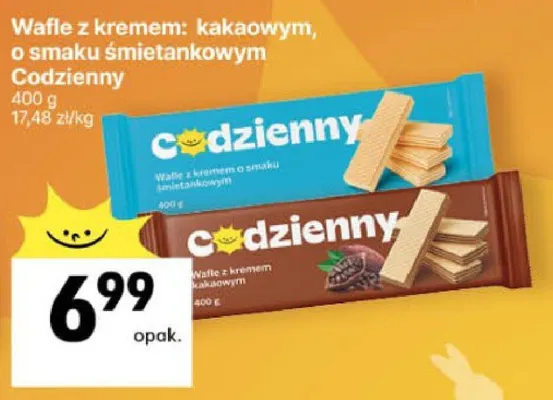 Wafle z kremem kakaowym o smaku śmietankowym promocja w Delikatesy Centrum