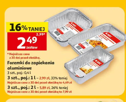 Foremki do zapiekania aluminiowe AEC 3-pak 0,4 l promocja w Auchan