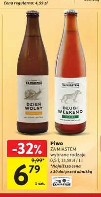 Piwo Za Miastem Długi Weekend Pilsner promocja w Intermarche