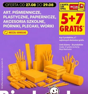 Artykuły piśmiennicze, plastyczne, papiernicze, akcesoria szkolne, piórniki, plecaki, worki promocja w Biedronka